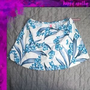 Sunset Separates Blue Flower Swim Skirt NWT